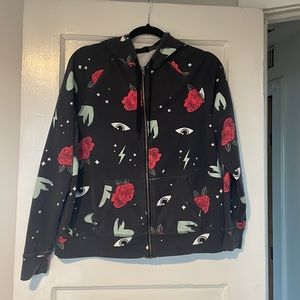 EUC Torrid Lovesick Zip Hoodie Dark Grey Fun Conversational Print Torrid 00 M/L